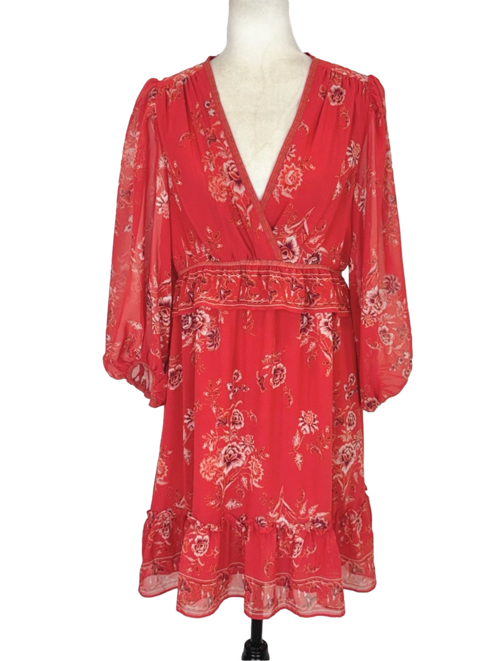 Max Studio orange-red floral dress